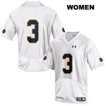 Notre Dame Fighting Irish Women's Avery Davis #3 White Under Armour No Name Authentic Stitched College NCAA Football Jersey DLN4699WK